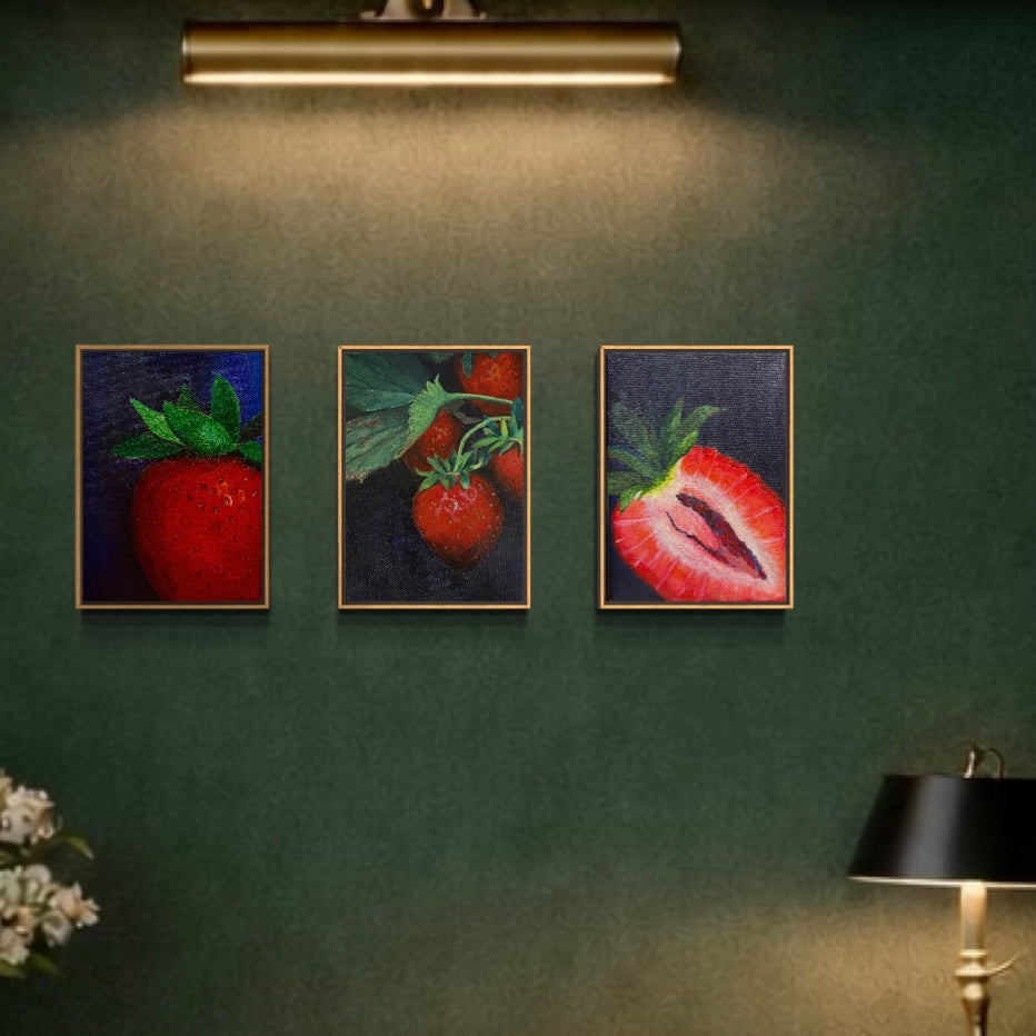 Strawberry Trio | Original Acrylic Painting Set